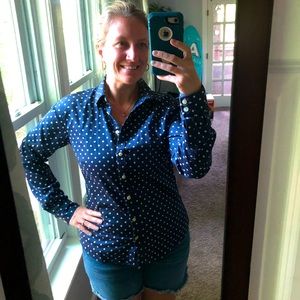 Banana Republic long sleeve polka dot shirt